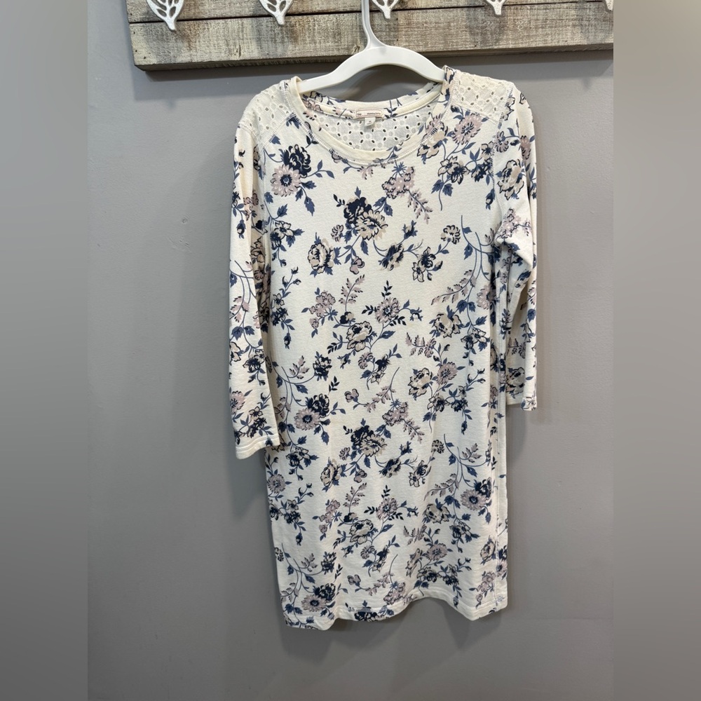 GAP Floral Lace Trim shift dress - Cream and Blue